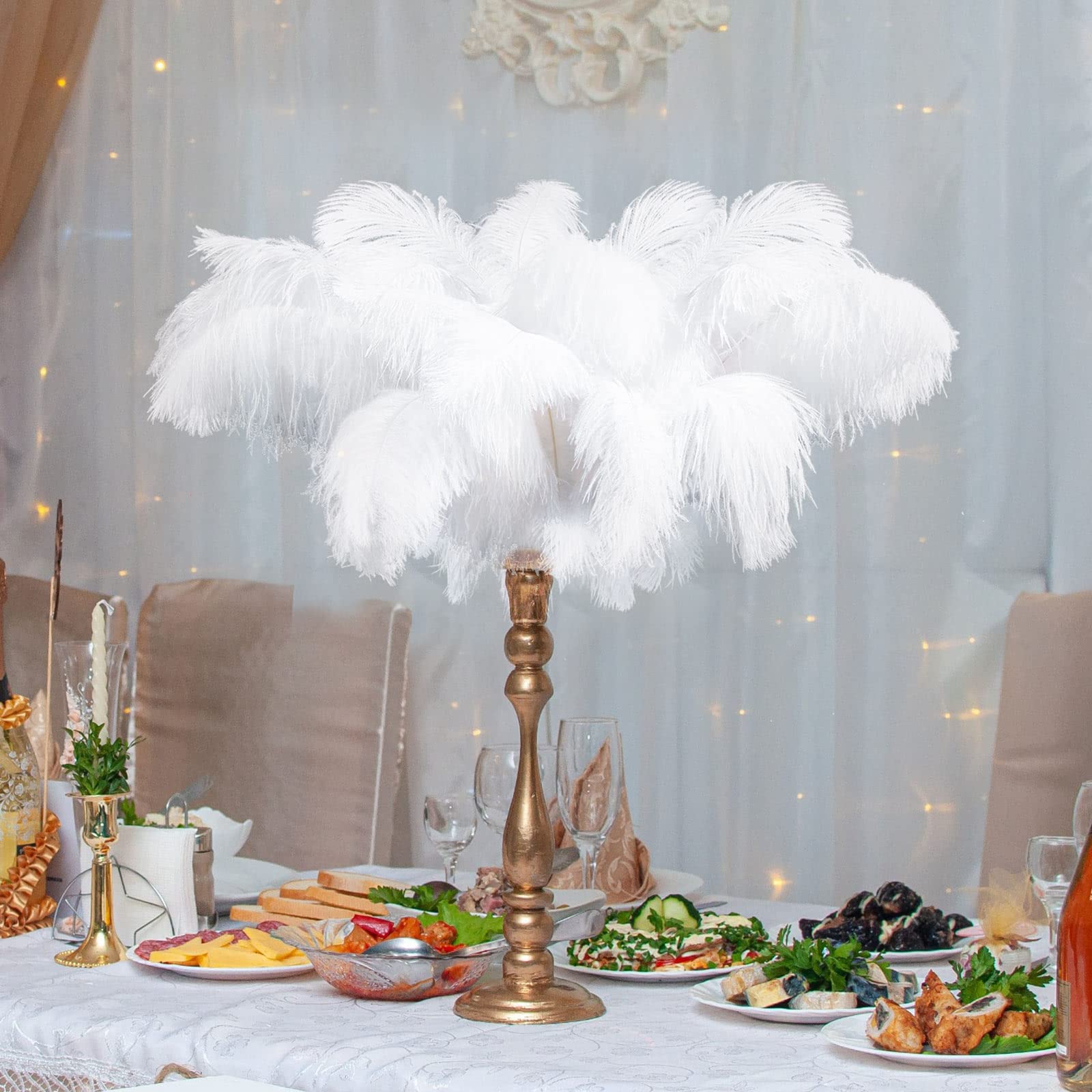 Tigeen 30 plumas de avestruz naturales para centros de mesa de 25-30 cm, 30-35 cm, para centros de mesa de boda, arreglos florales y decoración del hogar (blanco)