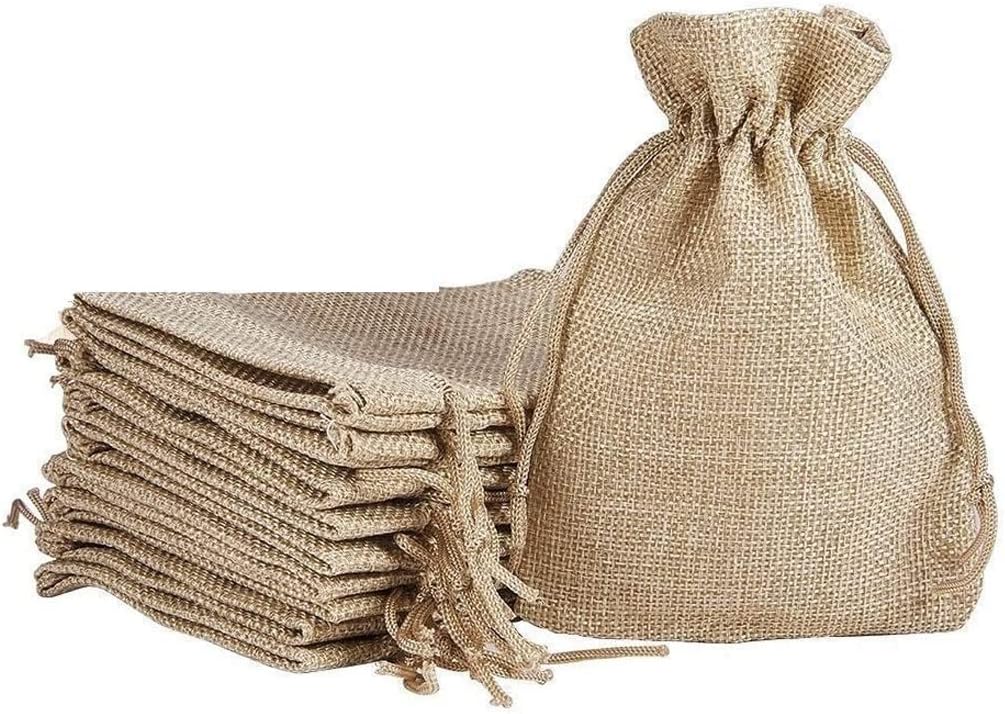 Lifekrafts Linen Brown Jute Pouches|Adjustable Drawstring| Brown Colour |Multipurpose Bags