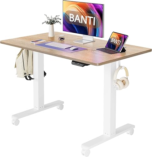 BANTI Escritorio eléctrico de pie ajustable de 40 x 24 pulgadas, mesa de pie, escritorio de oficina en casa con tablero de empalme, parte superior