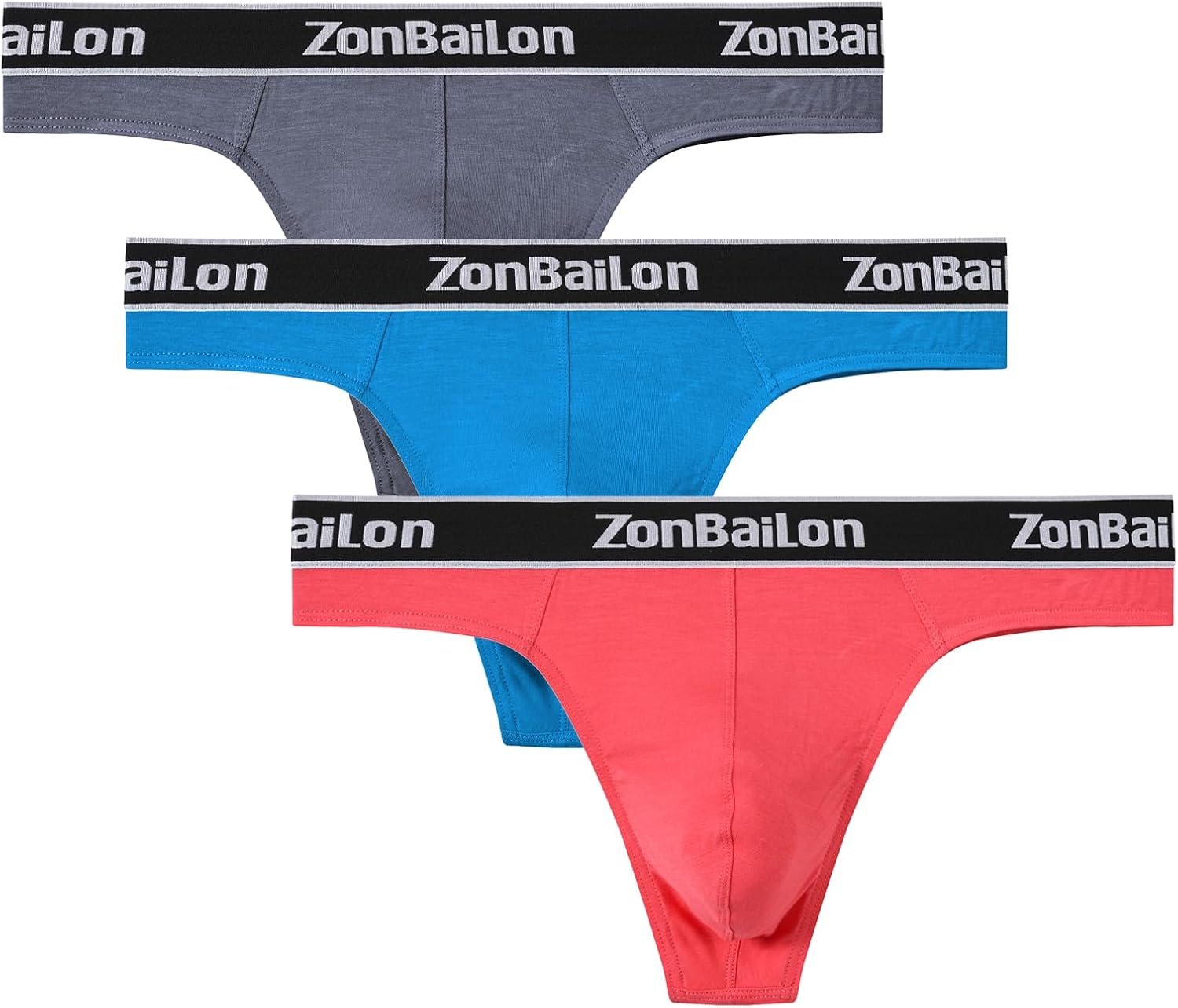 JINSHI Men's Bamboo Viscose G-String,Sexy thongs underwear,Low Rise Stretch and Big Ball Pouch Butt-Flaunting T-Back Medium 3pack-multi03