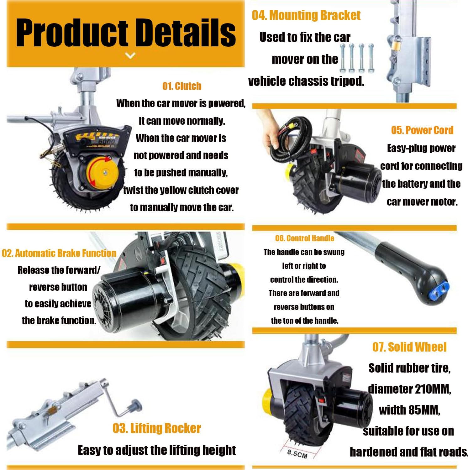 12v 550w Electric Trailer Mover,Powered Trailer Dolly Jack,Electric Mobile Trailer Tool,6000lbs Towing Capacity Trailer Dolly,Moving Speed: 6-7 M/Min