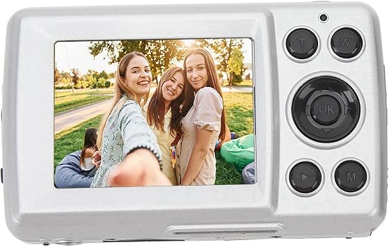 Digital Camera, FHD 1080P Autofocus 16MP Kids Vlogging Camera 16X Digital Zoom Camera, Compact Portable Video Camera Point and Shoot Camera for Kids Teens Silver Gray