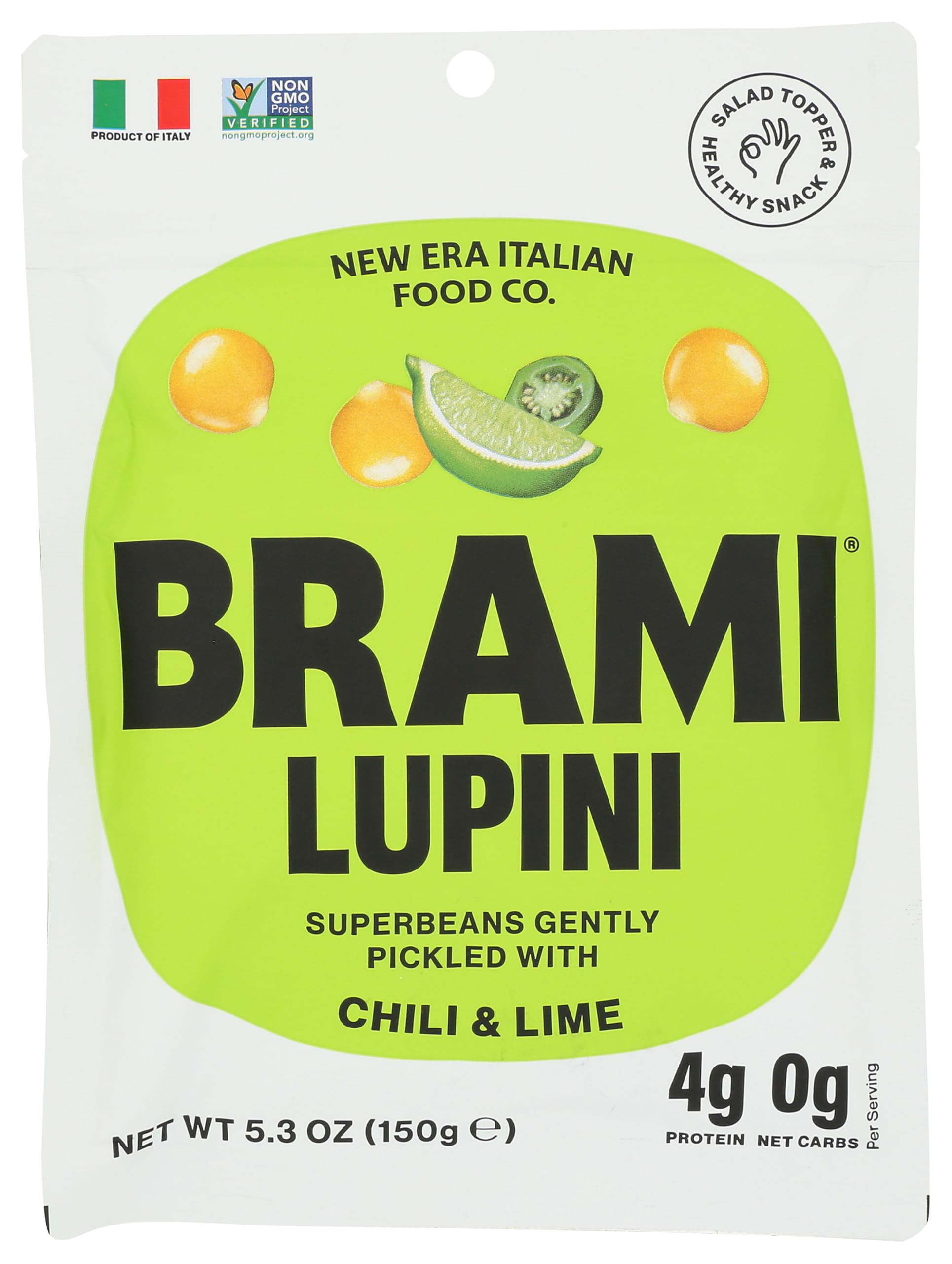 Lupini Beans Snack, Chili & Lime, 7g Plant Based Protein, 0g Net Carbs, Vegan, Vegetarian, Keto, Mediterranean Diet, Non Perishable, 5.3 oz