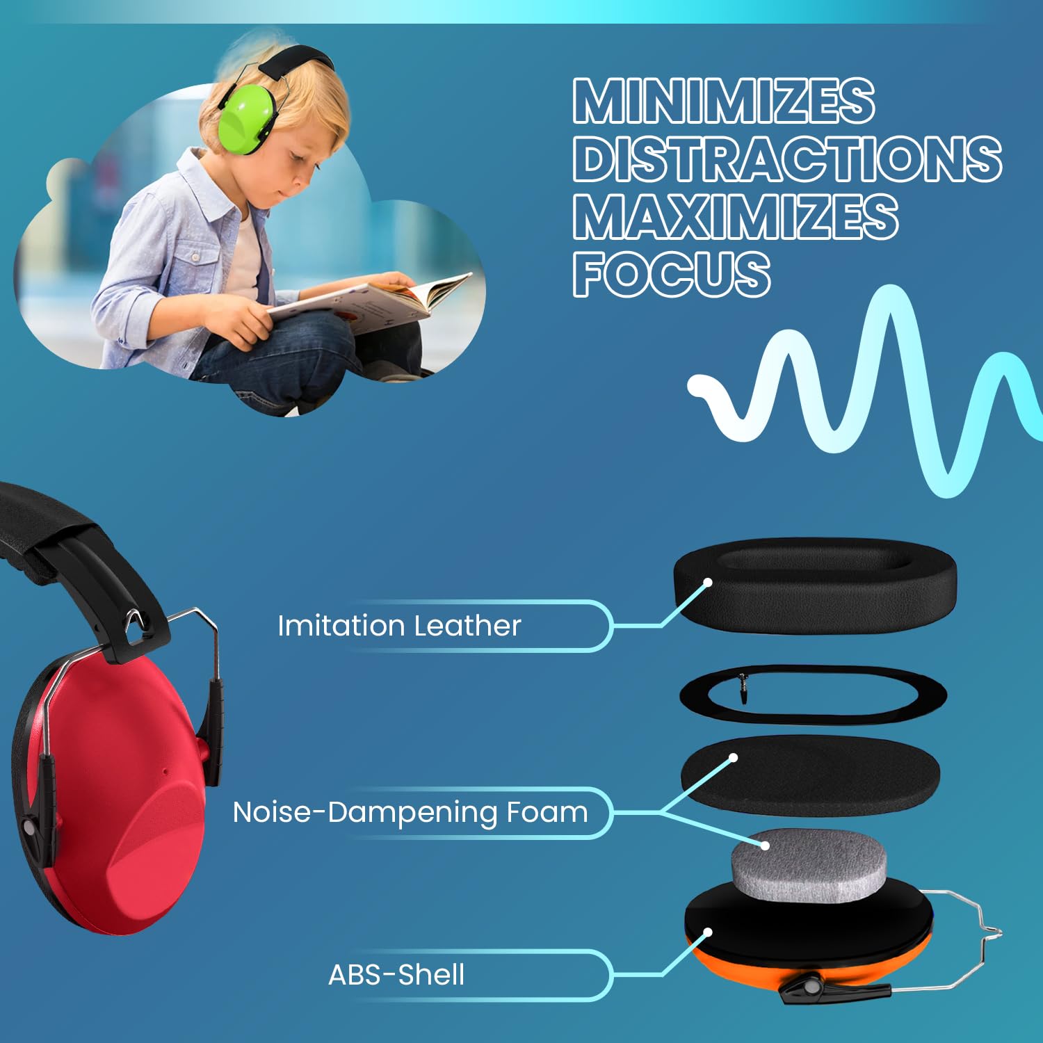 Serene Stock Kids Ear Defenders - 26db SNR Ear Defenders - Sound Blocking Earmuffs Autism - Noise Cancelling Headphones Toddlers (Blue) - Image 4