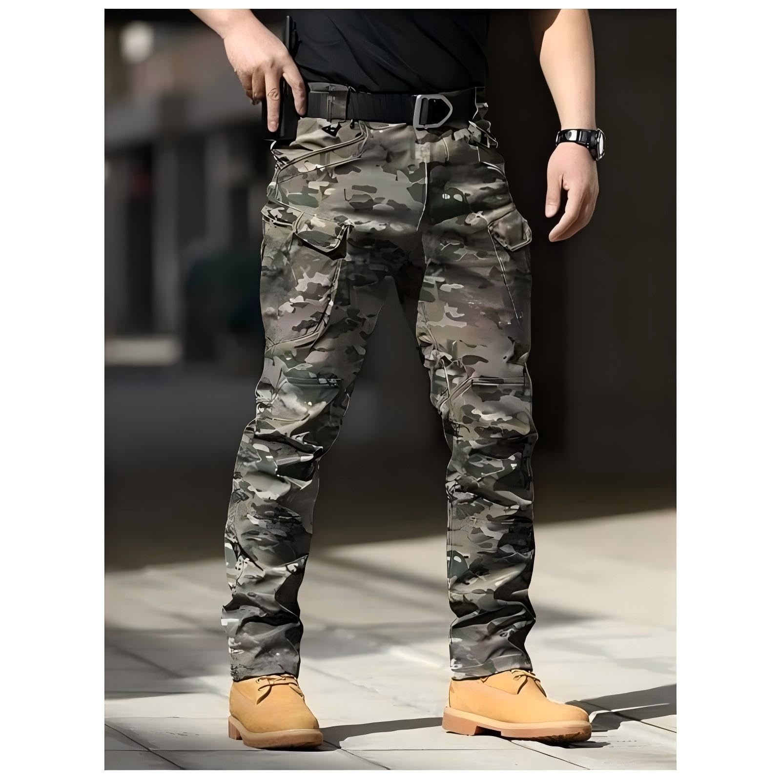 Pantaloni cargo da uomo, multitasche, cerniera sottile, da combattimento, da lavoro, impermeabili, militari, tattici