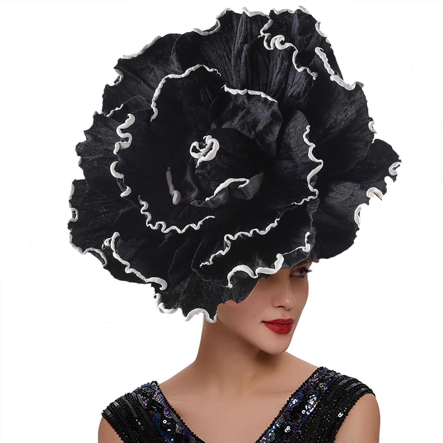 Brawlady Women's 9634Black Flower Fascinator Hat With Headband And Clip, Bridal Wedding Tea Party Church Headwear For