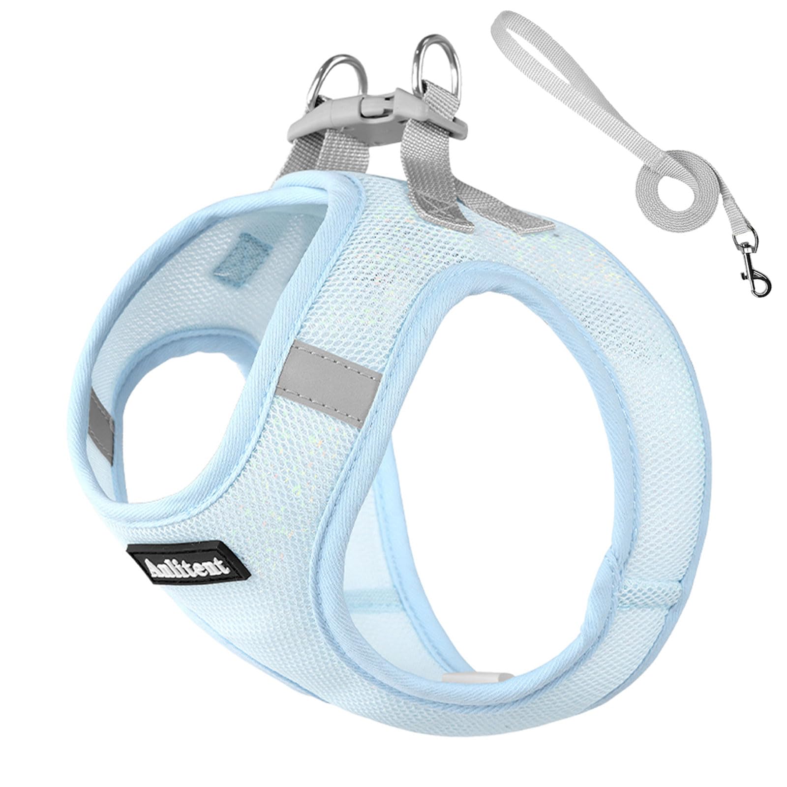 Anlitent Soft Mesh No Pull Cat Harness and Lead Set for Walking, Escape Proof Kitten Vest Harnesses for Small Dogs/Cats/Animals Rabbit, Cool Cat Dog Collar with Leash (Grey, X-Small) — view 17