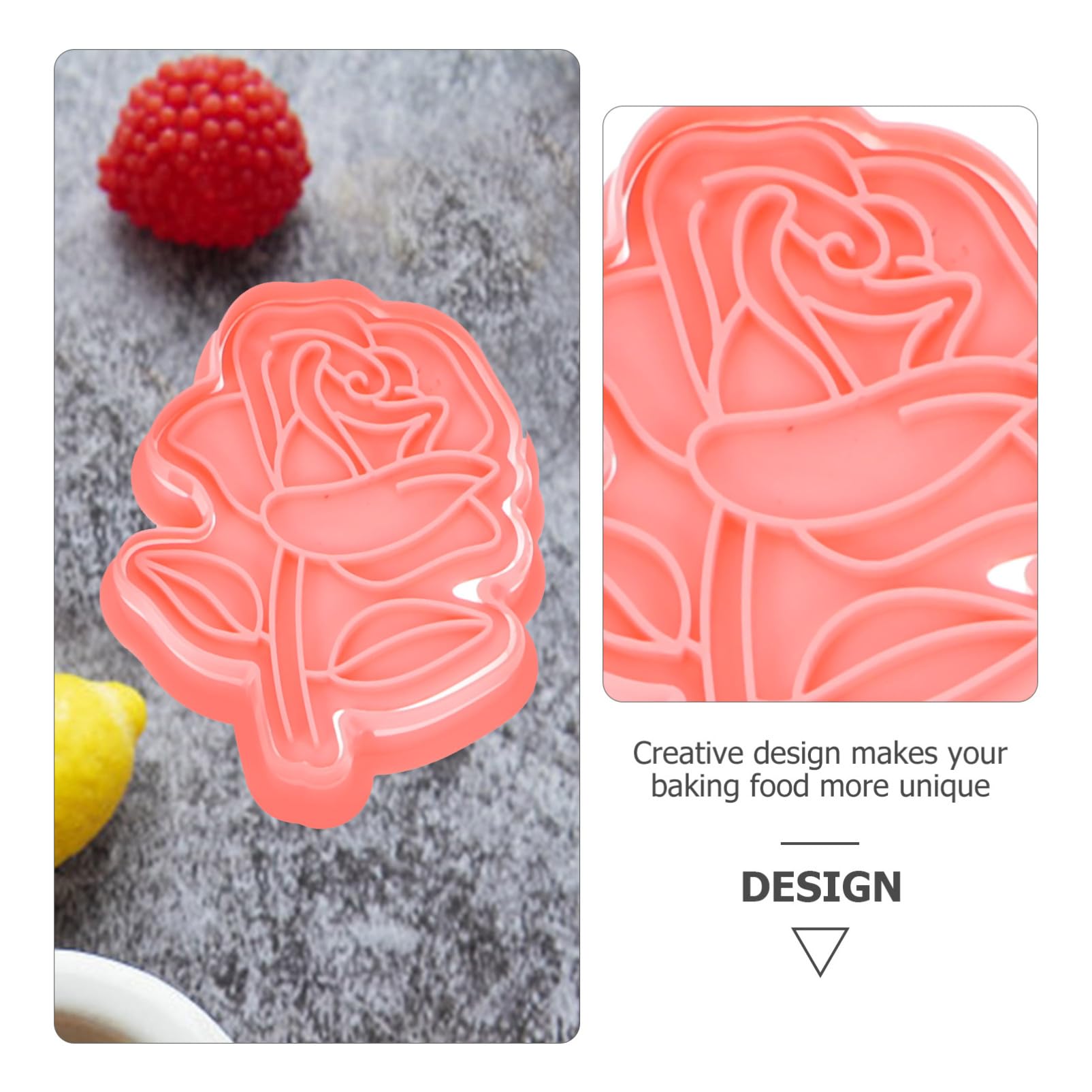 ABOOFAN 4 Sätze Keksform Keksausstecher Stempel Kuchenform Keks Backen 3d-ausstecher Plätzchen-stempel Essbar Schokoladenform Pralinenförmchen Gummiform Festform Pp Rosa 8 Stück * 4