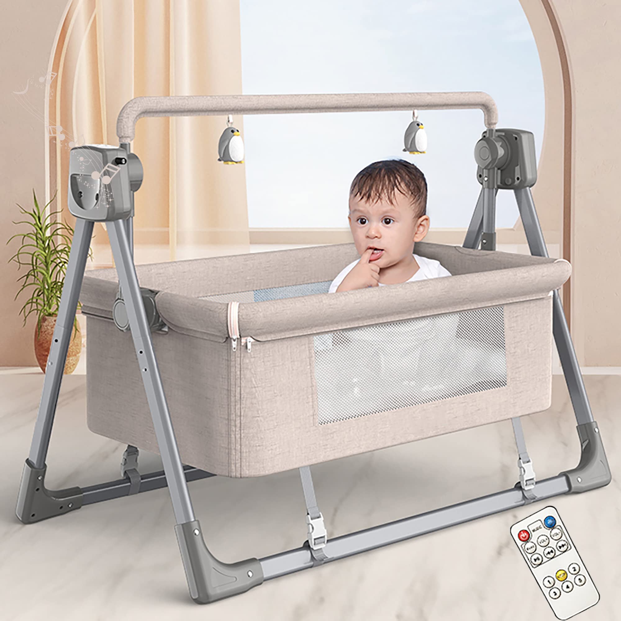 Amazon.co.jp: 3in1 電動ベビーバウンサー ベビーベッド 添い寝 ミニ  