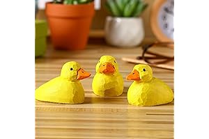 3 Pcs Mini Duck Figurine, Wooden Yellow Duck, Small Duck Statue