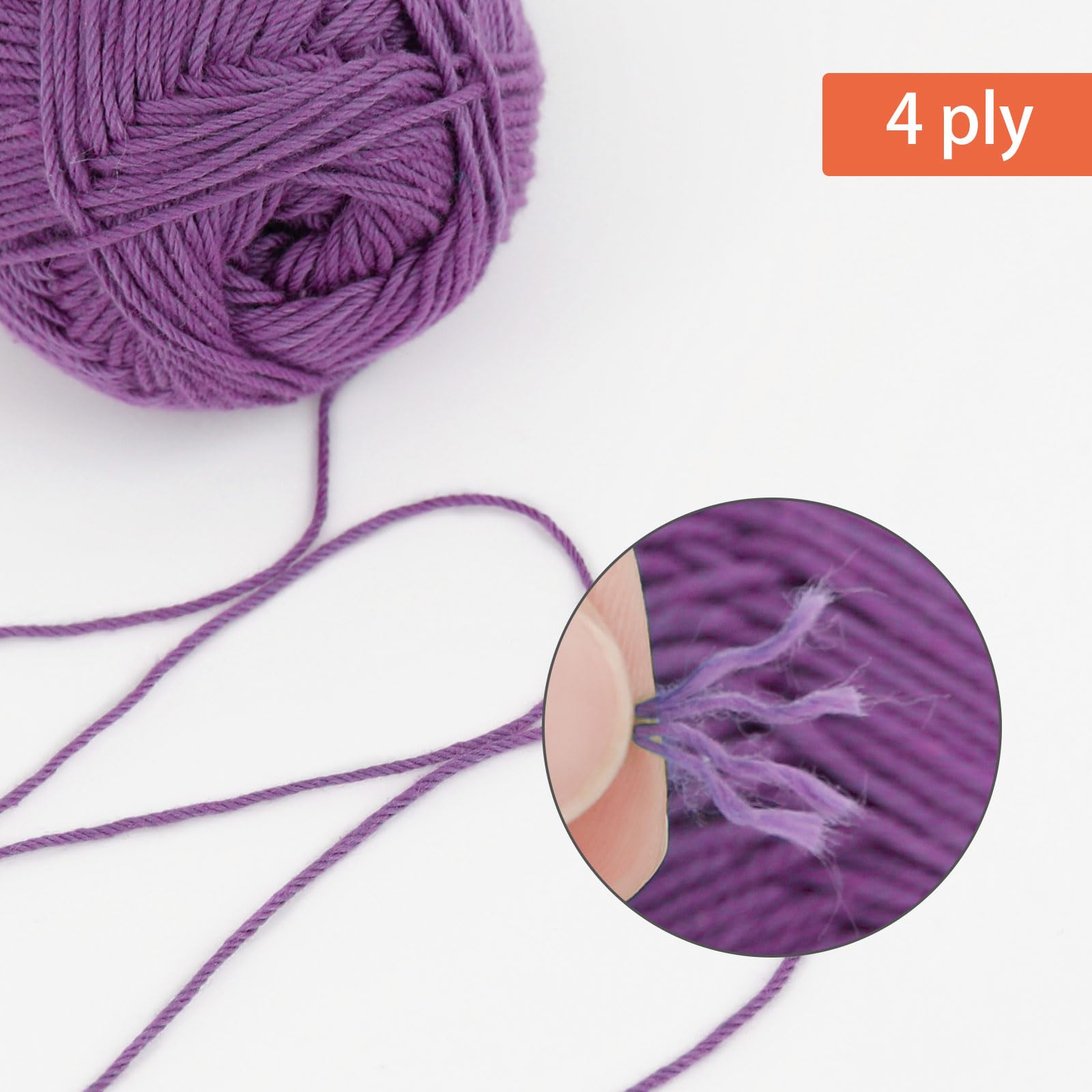 Pretty Jolly 4 Skeins Soft Baby Yarn, 100% Cotton, Crochet & Knitting, 4 Ply, Fingering Weight - Image 3
