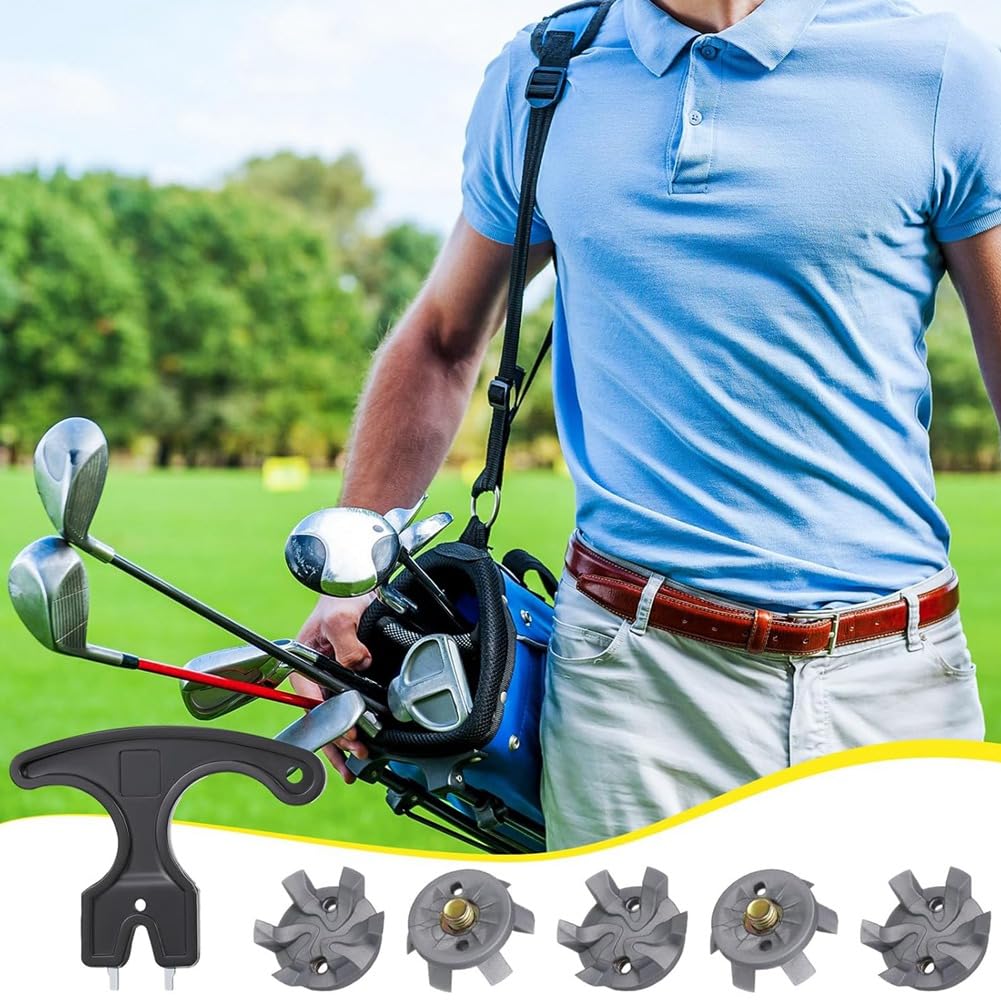 Le de Pointes de Golf Comprend 30 Pièces de Rechange pour Crampons de Golf, Clé à Filetage Métallique, Vis de 6 mm de Diamètre, Pointe de Golf Également
