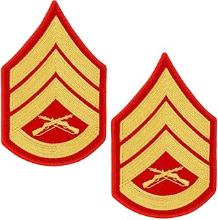 United States Marine Corps chevron gold embroidered on red SSGT Staff Sergeant E6 Male