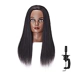 Hairingrid Mannequin Head 20-22 100% Human Hair Hairdresser Cosmetology Mannequin Manikin Training Head Hair and Free Clamp Holder R71906B0214H