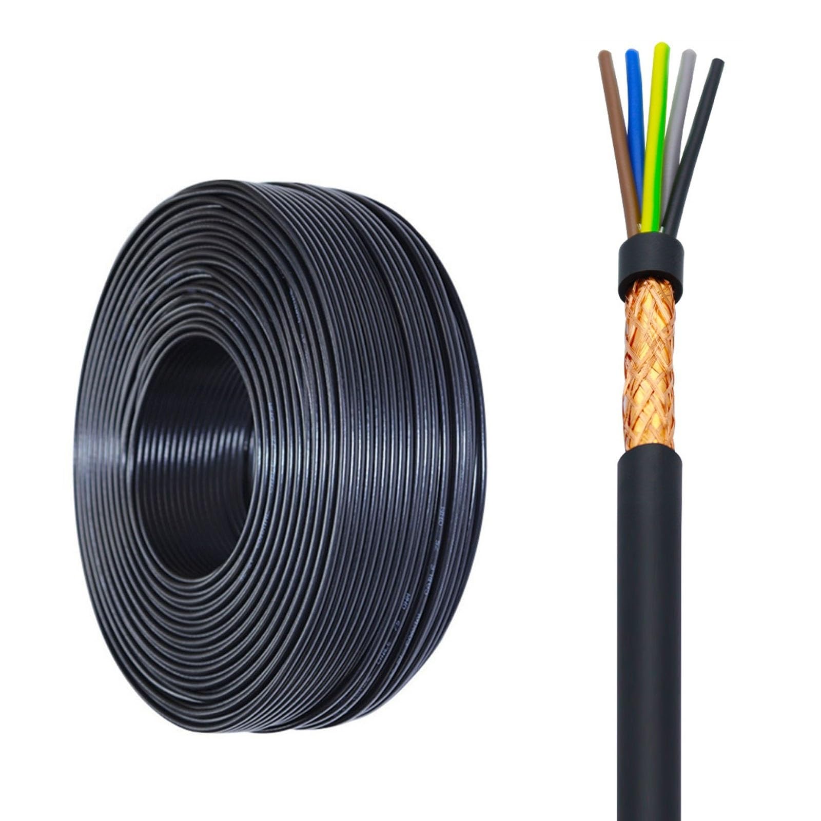 Cable RVVP de cobre de 5 núcleos para control de señal exterior industrial de 2.5 mm²