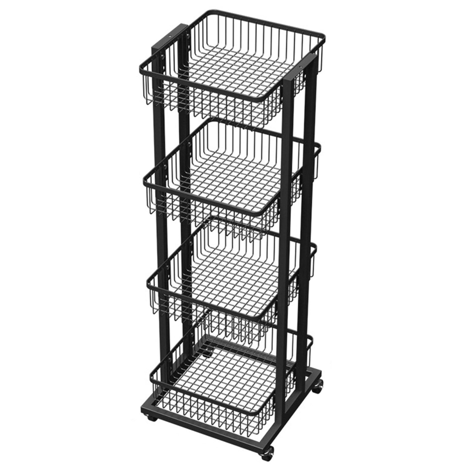 Présentoir à roulettes polyvalent en métal avec roulettes – Solution de rangement robuste et élégante pour les magasins de proximité, les cafés, les bars et les présentoirs de vente au détail