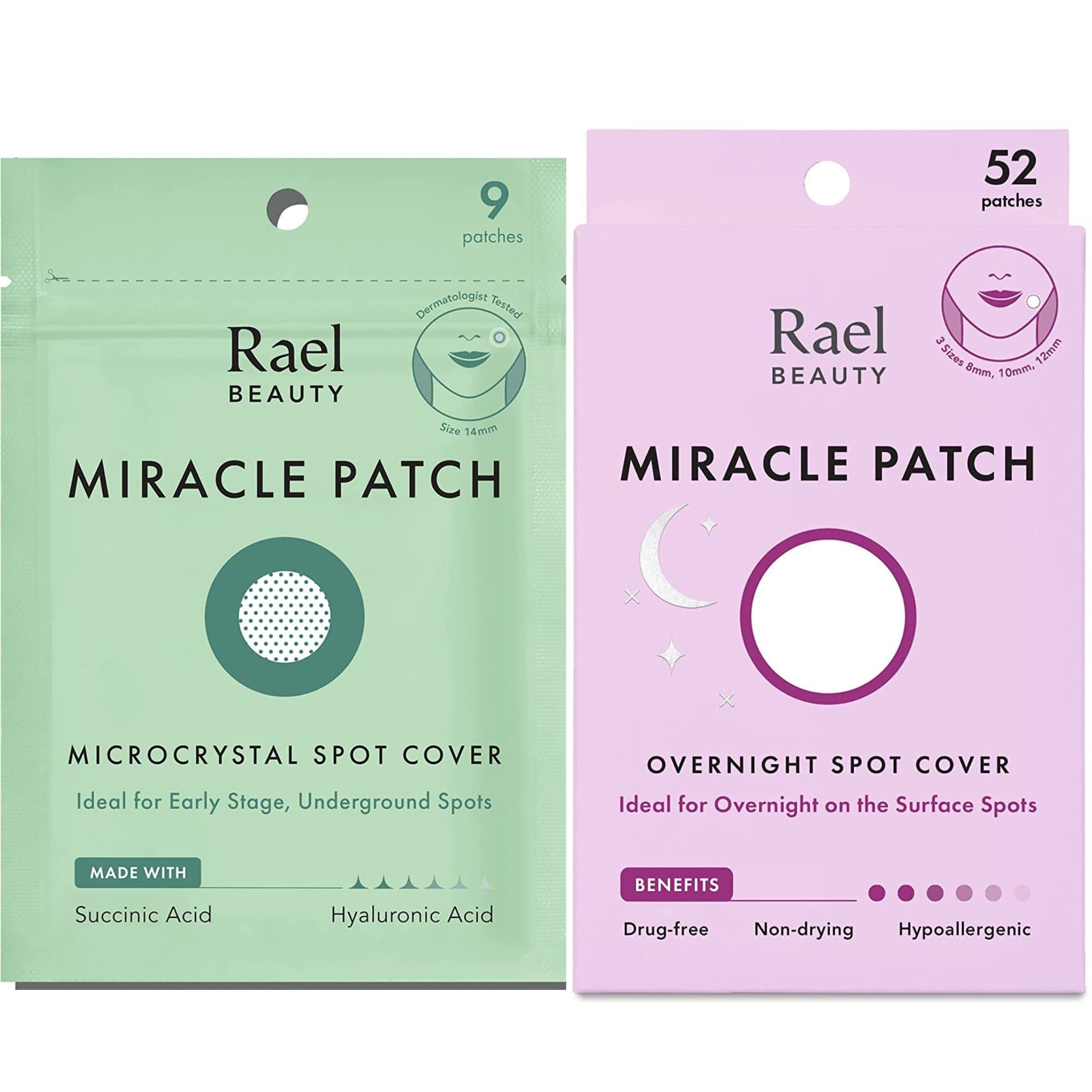 Rael Pimple Patches Early Stage Night Bundle - Korean Skin Care Hydrocolloid Zit Acne Patches Hypoallergenic Miracle Microcrystal
