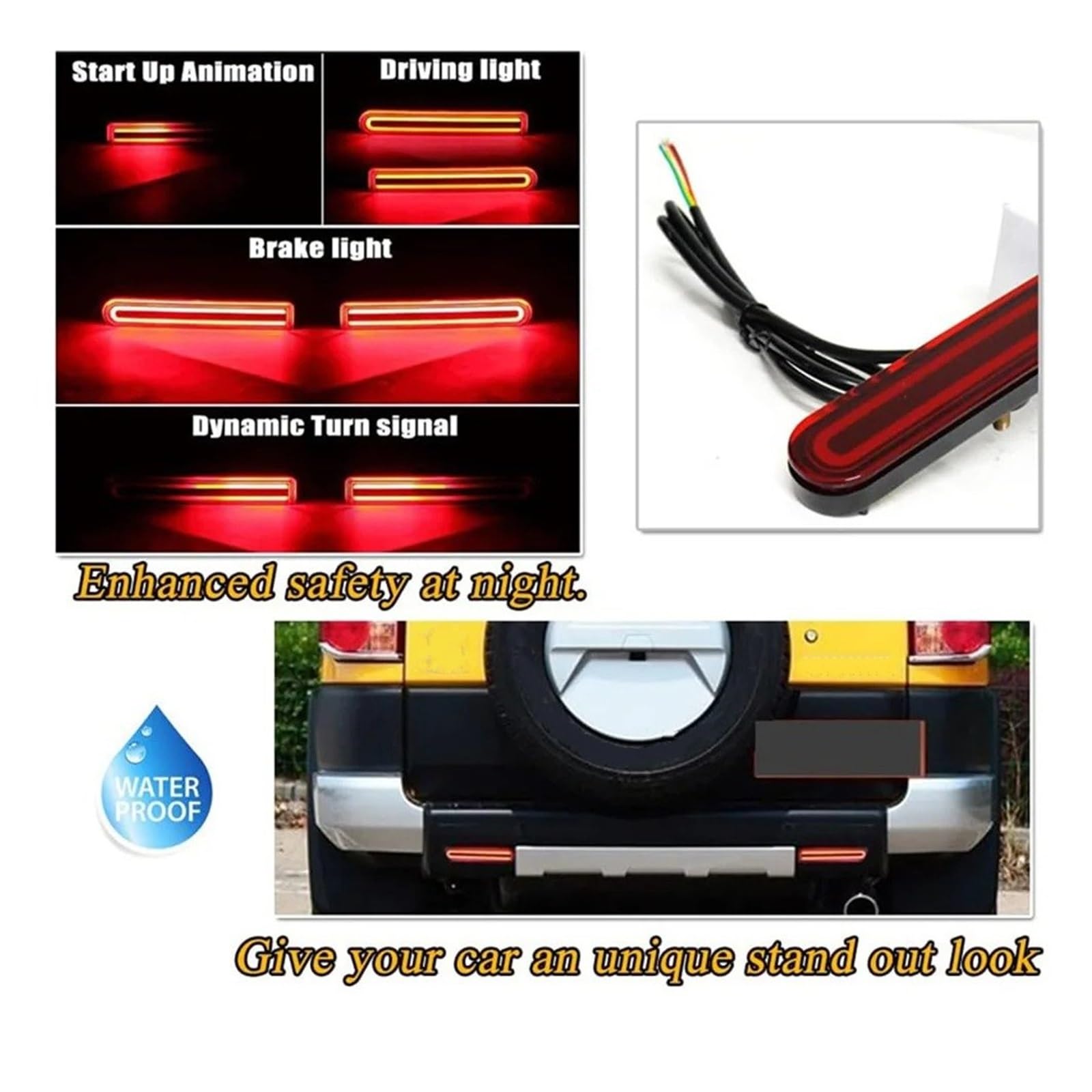 Pilotos Traseros coche Para Toyota FJ Para Cruiser 2007-2014, Reflector LED Rojo Para Parachoques Trasero Luz Freno Antiniebla Luz Señal Giro(Smoked Lens)