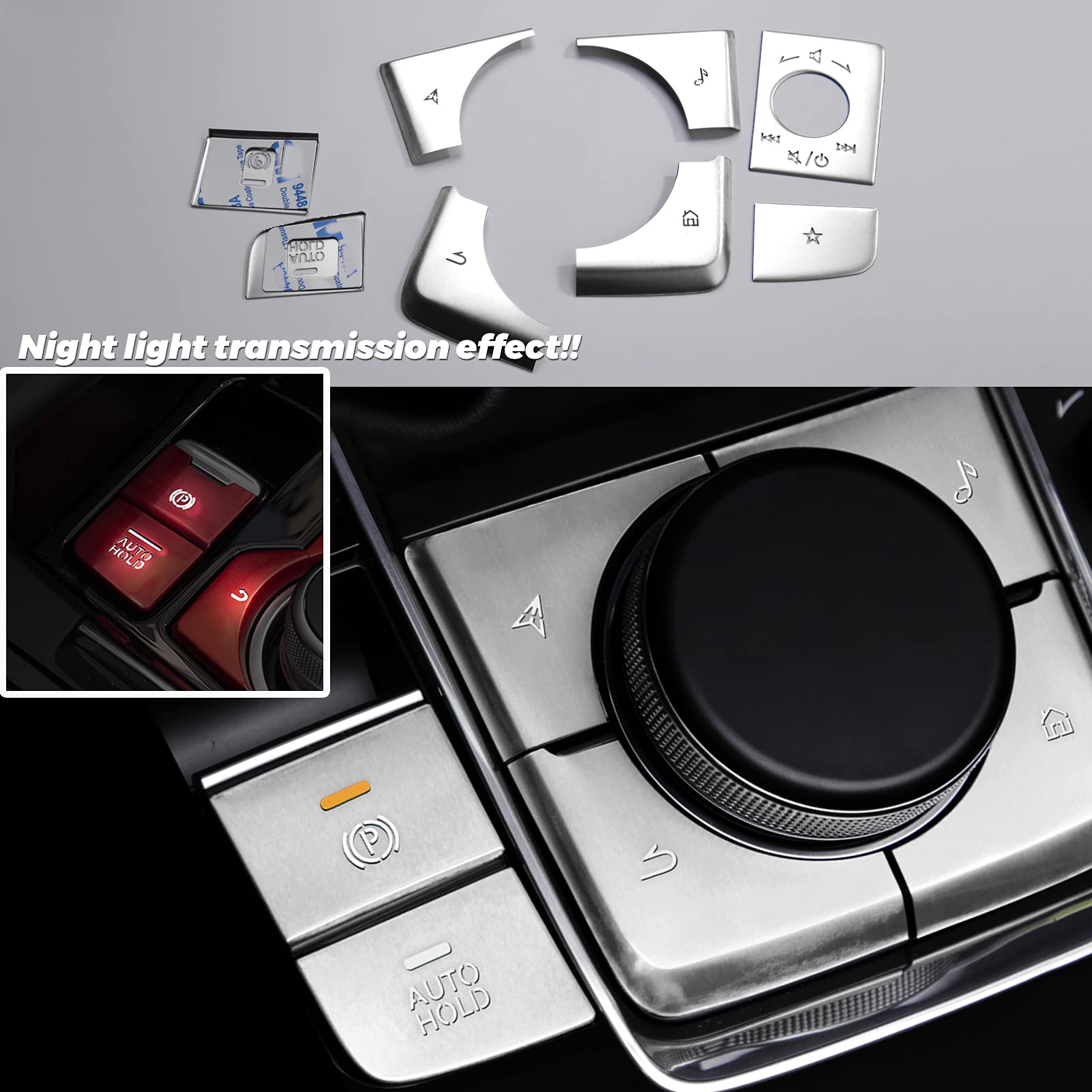 8 pezzi di copertura per console compatibili con Mazda 3 CX-30 CX-50, argento