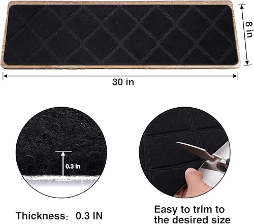 Miniatura 2 de Peldaños de escalera para escalones de madera, 15 unidades, 8 x 30 pulgadas, alfombras antideslizantes para interiores, para niños, ancianos y