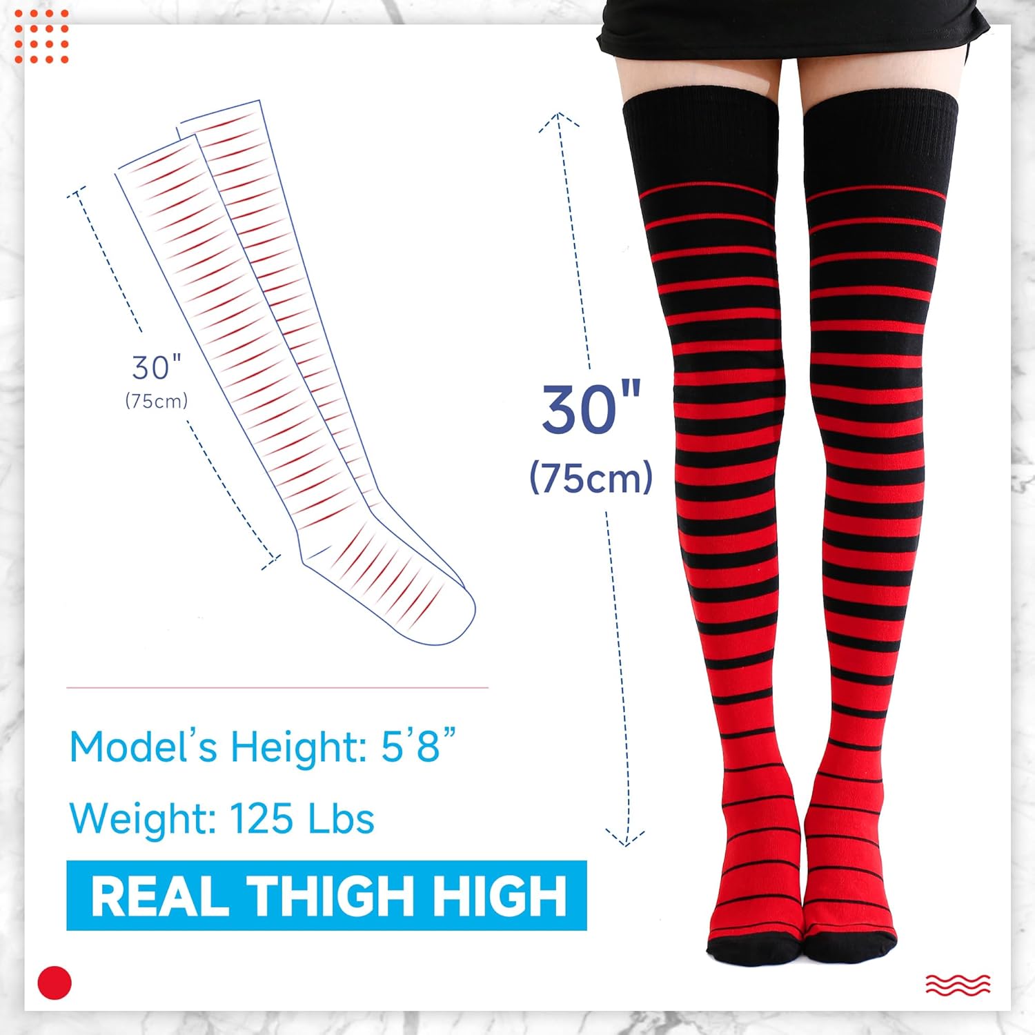 Kayhoma Extra Long Gradient Zebra Stripe Thigh High Socks Over the Knee High Socks - Image 2
