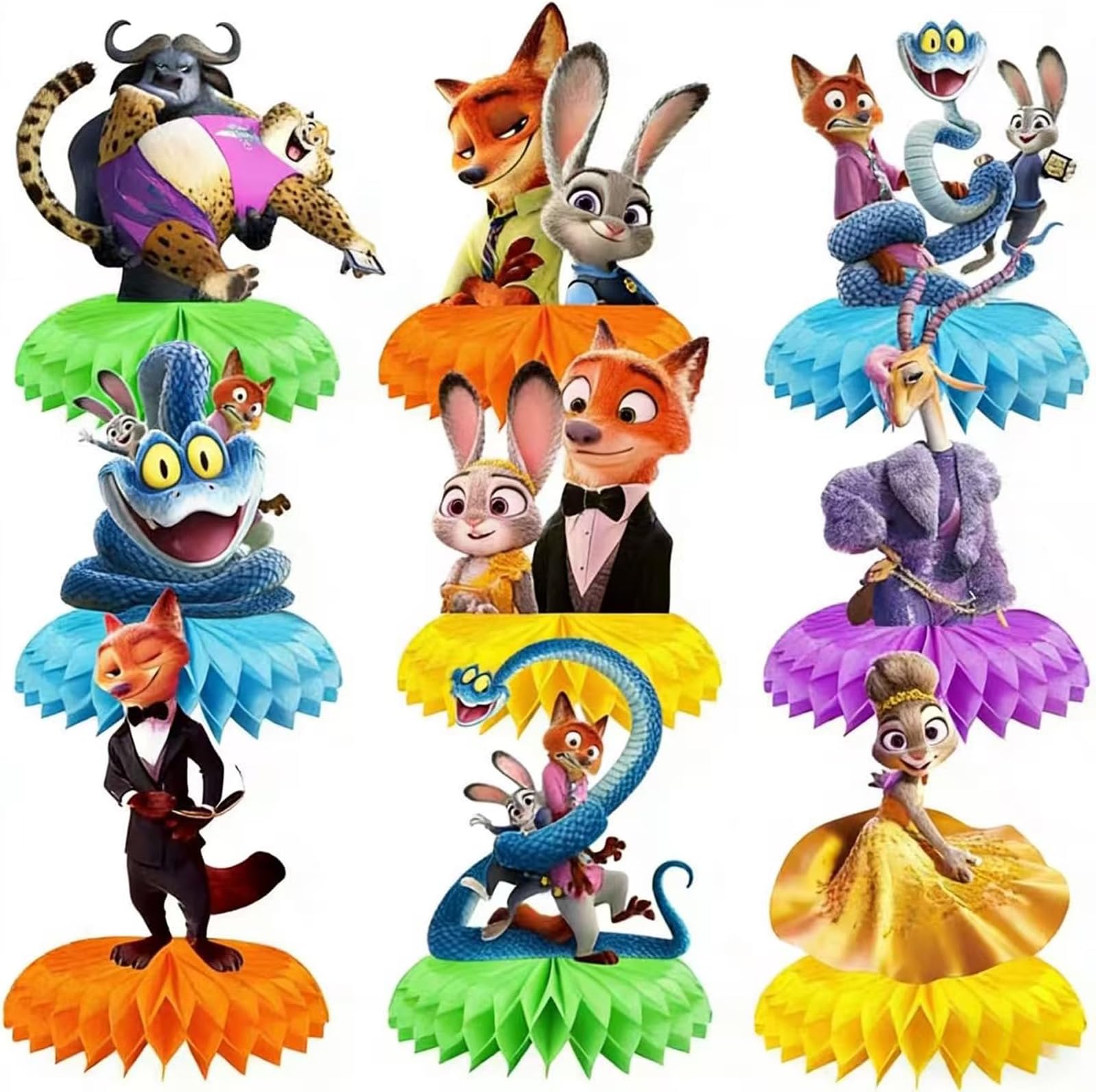 9 Pcs Cartoon Honeycomb Centerpieces, Cute 3D Birthday Table Decorations, Ideal for Party Table Decorations and Everyday Desk Ornaments.