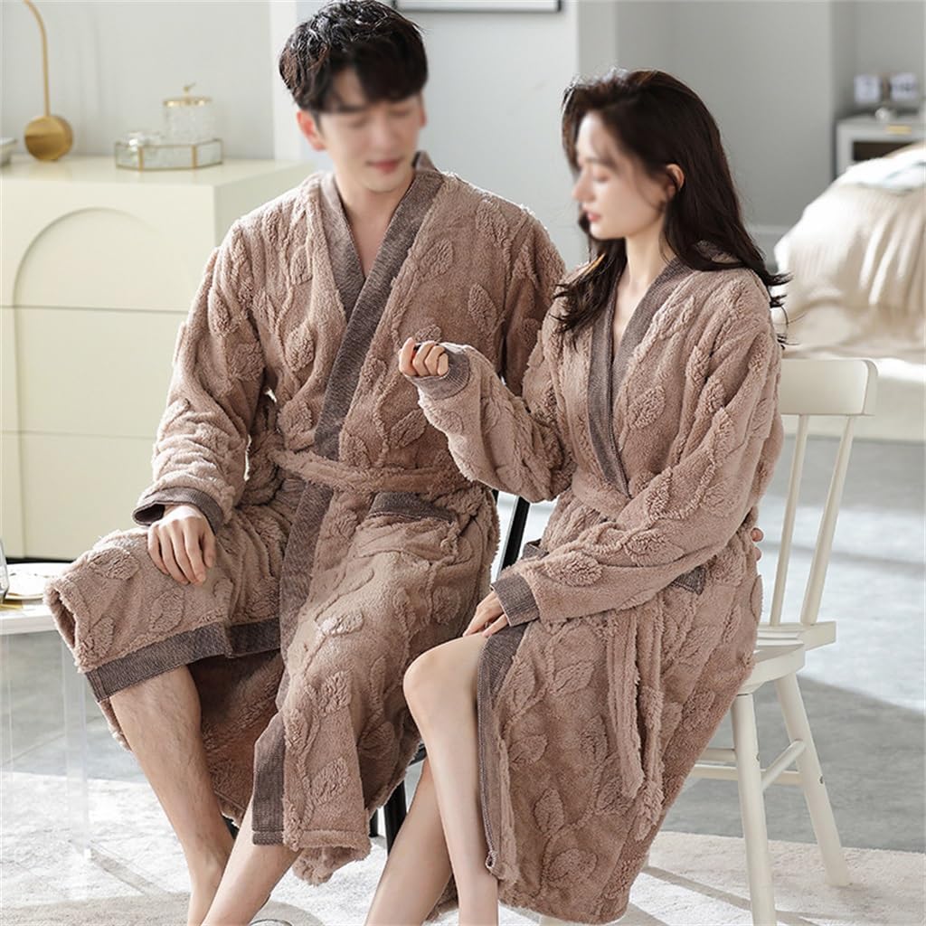 JSEIAJB Couples' Pajamas Men's Bathrobes Women's Pajamas Autumn and Winter Plush Thickening Plush(X-Large)