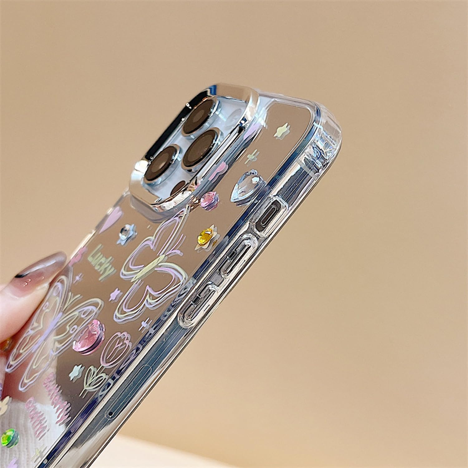 NITITOP Cover per iPhone 15 Grazioso Motivo con Farfalle per Ragazze Femminile Morbido Silicone Protezione Anti Ingiallimento Custodia con Antiurto - Grande Farfalla