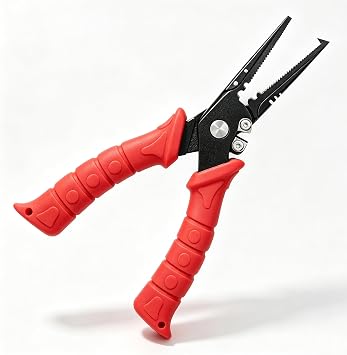 Compact 6.8" Fishing Pliers Teflon-Coated Carbon Steel, Fish Gripper Tool