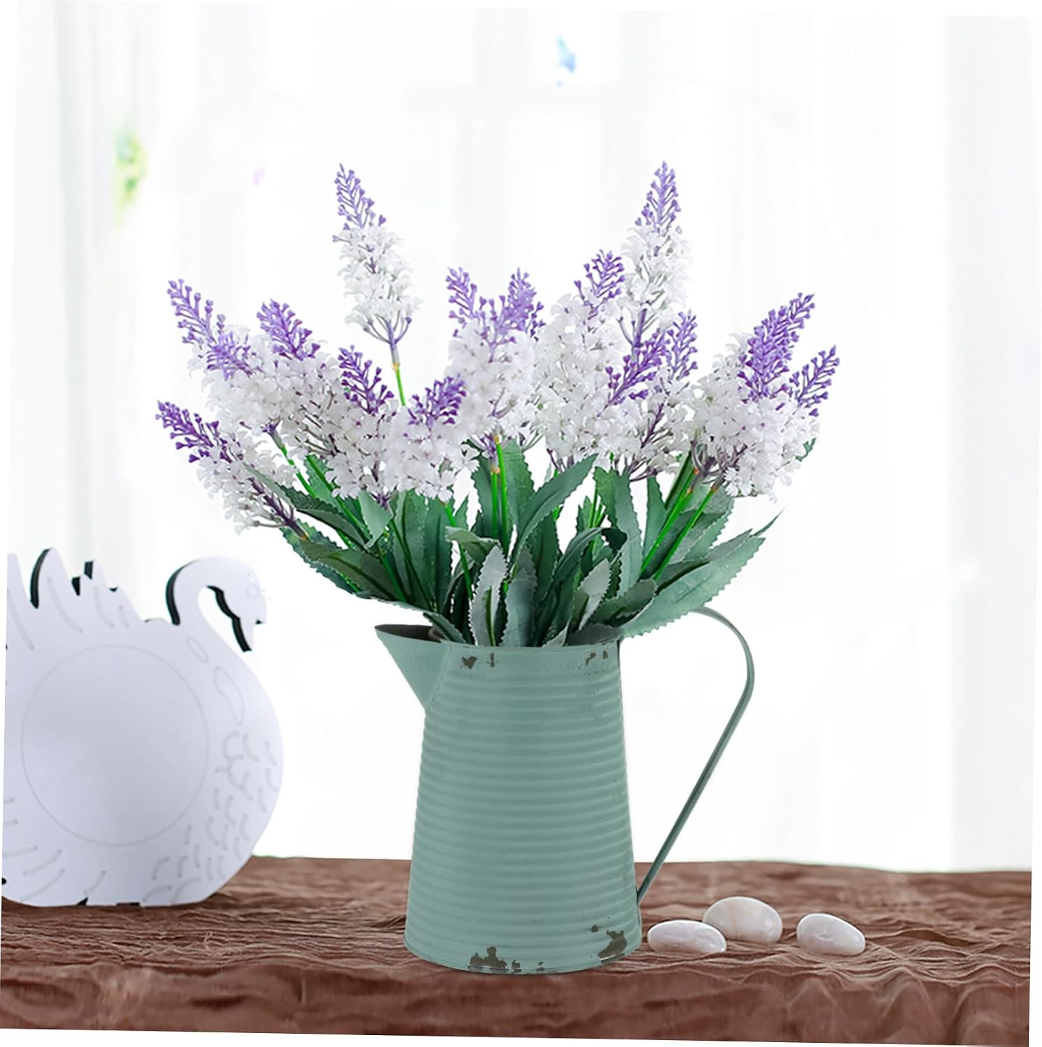 Toddmomy Vintage Iron Flower Container Blue for Table Centerpieces