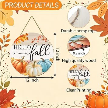 Fall Decorations for Home Fall Door Decor Hello Fall Pumpkin Wall Decor