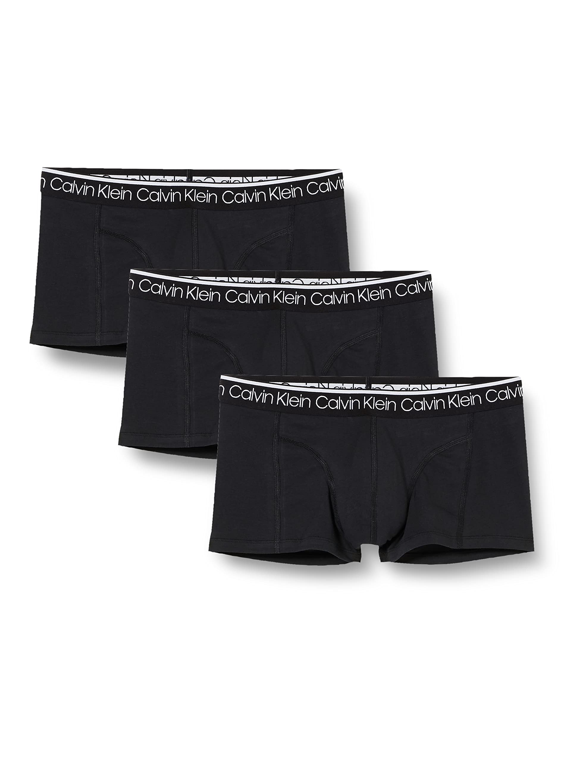 Calvin Klein Surge Low Rise Trunk 3pk, Boxer Uomo, Black W/ Black Wb, S (pacco da 3)