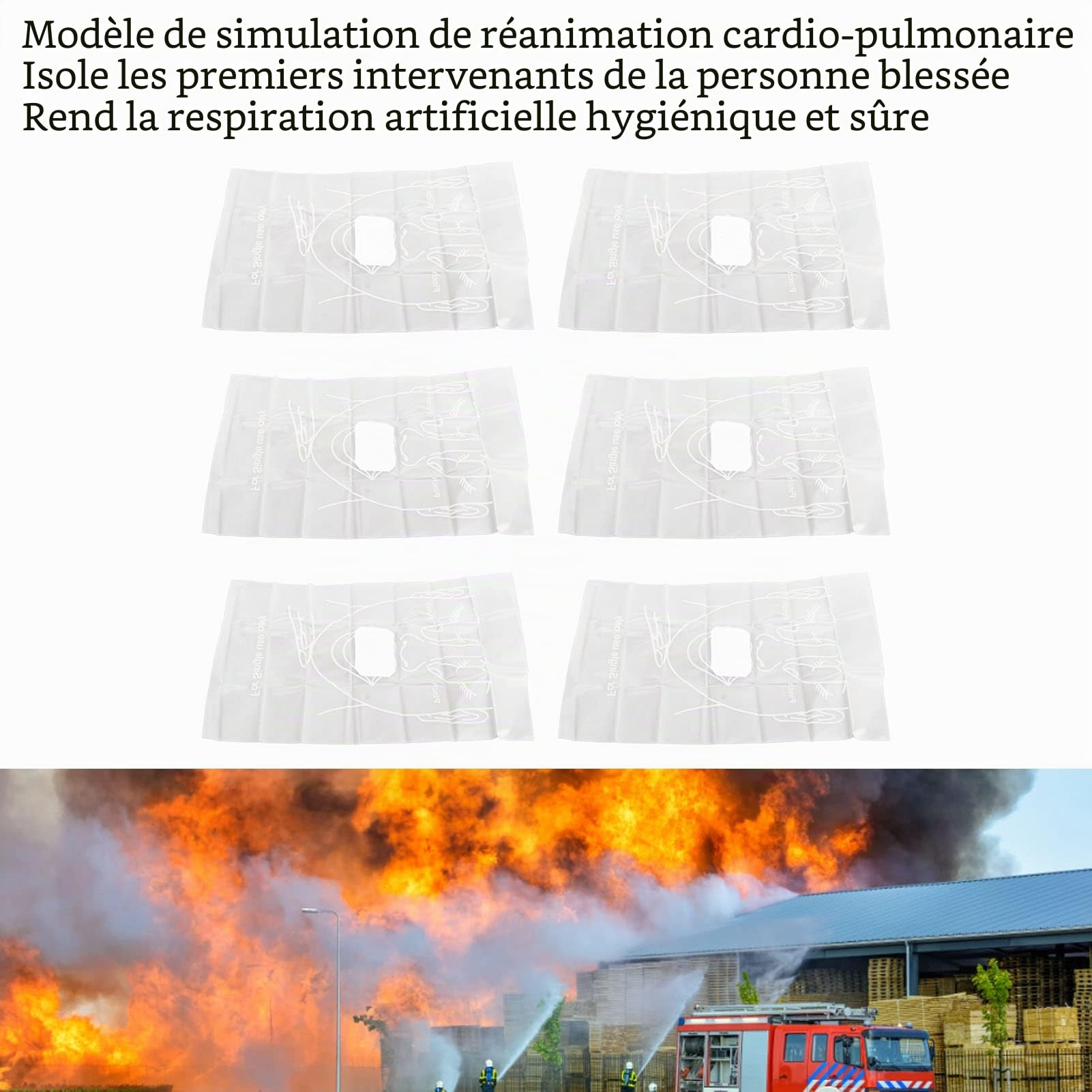SUNGOOYUE Barrière de Réanimation Cardiopulmonaire, 50pcs PVC Polyester Protection Faciale d'urgence Couverture de Réanimation Portable Sûre pour L'hôpital des Premiers Interv