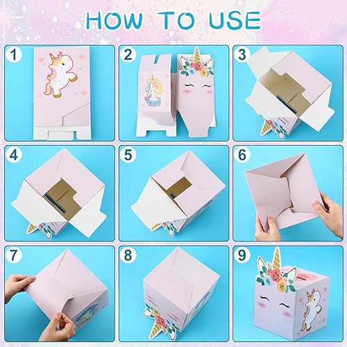 Miniatura 5 de Bucherry Tarjetas de San Valentín para niños y buzón de correo de unicornio, tarjeta de San Valentín y caja de San Valentín para suministros de