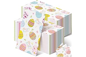 200 Pcs Happy Easter Napkins Eggs Bathroom Napkins Disposable Party Hand Towels Decoration