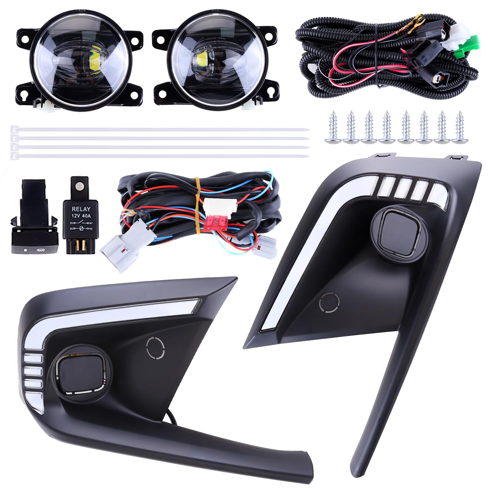 LED Daytime Running Lights Turn Signal Lamp Fog Lamps Front Bumper Driving Fog Light Kit Compatible with Honda Civic Sedan Hatchback 2022 2023 Front Bumper Fog Lamp with Harness Switch