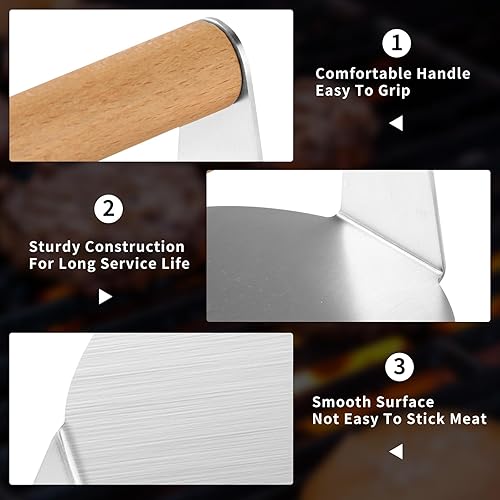 Miniatura 4 de ALLTOP Smash - Prensa de hamburguesas antiadherente de acero inoxidable para plancha de parte superior plana, parrilla, barbacoa, cocina, accesorio