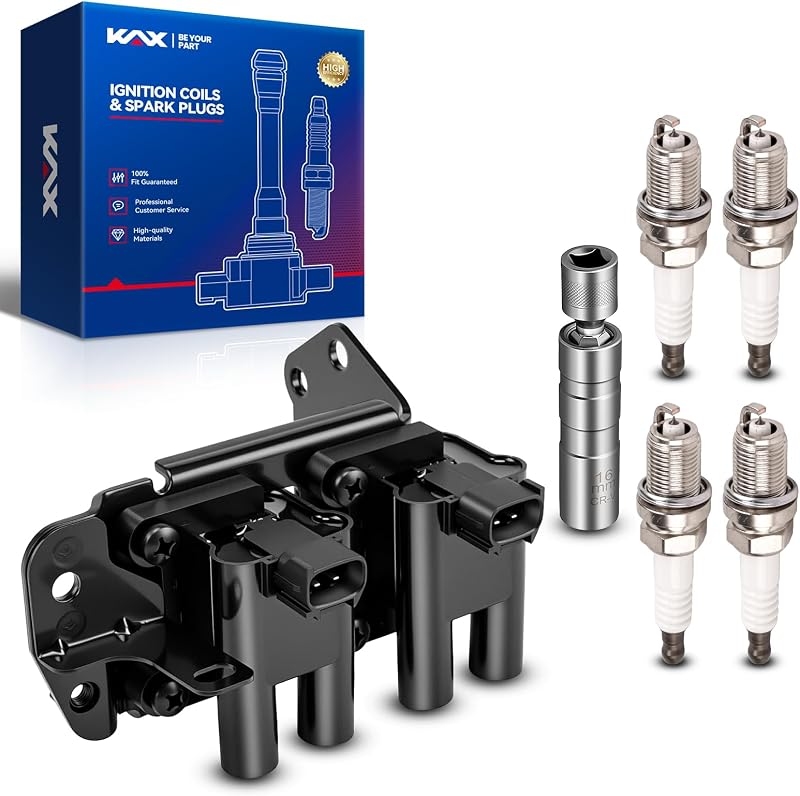 Kit de bobina de ignição e velas KAX para Hyundai Accent 1.6L 2001–2005 – 5 peças