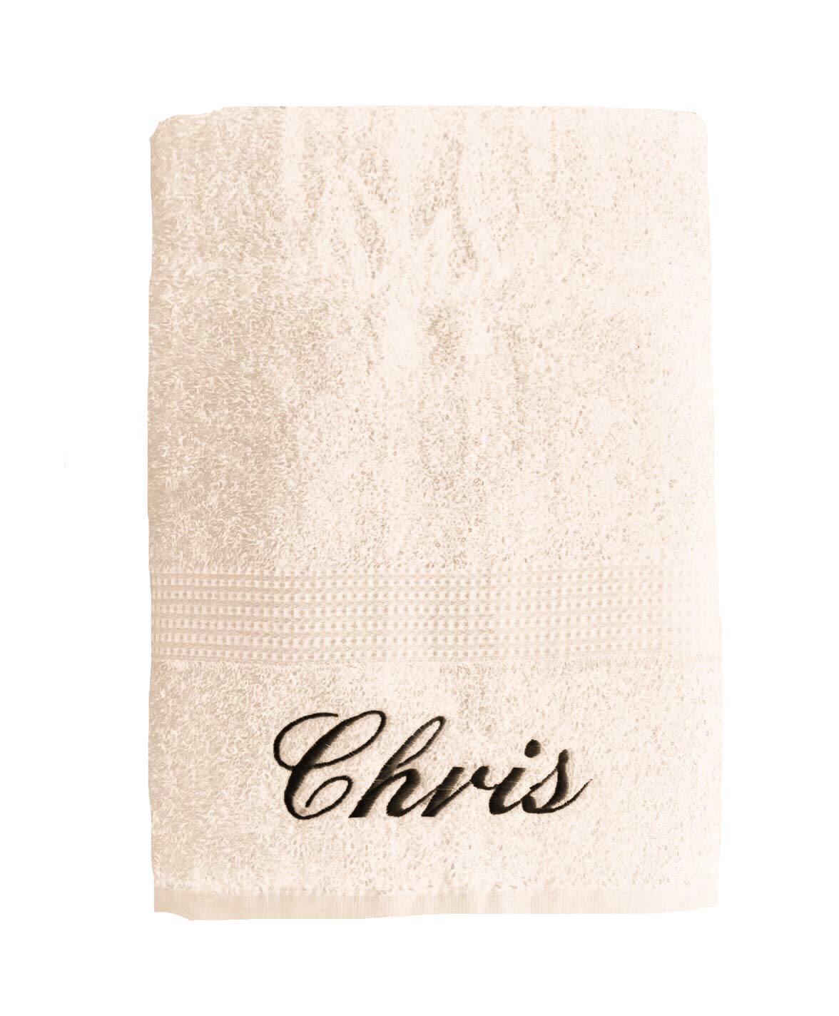 Personalised Embroidered Bath Towel Gift with Name Choice (Cream)