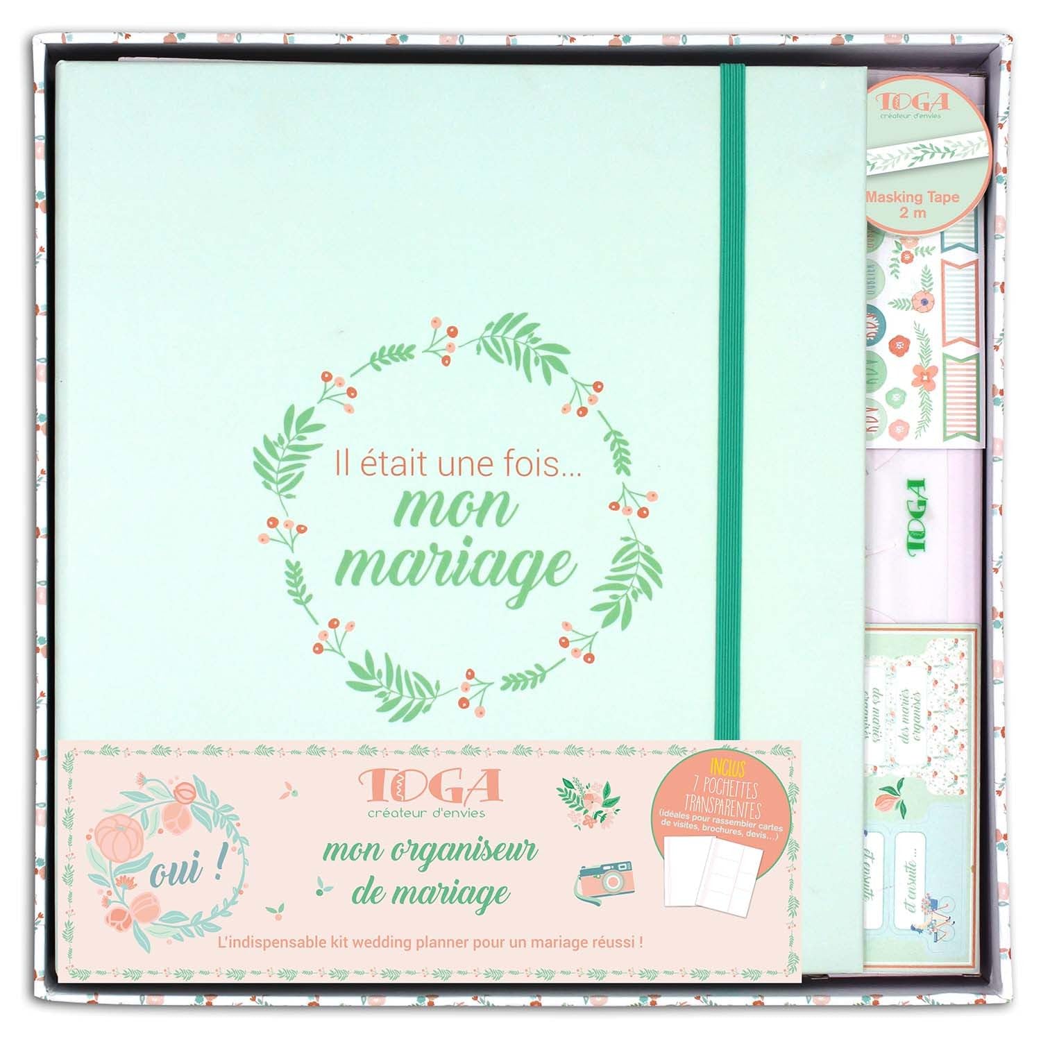 DRAEGER Paris 1886 Flower Stationery Kit – My Wedding Organiser, Paper, Green/Salmon, Not Applicable