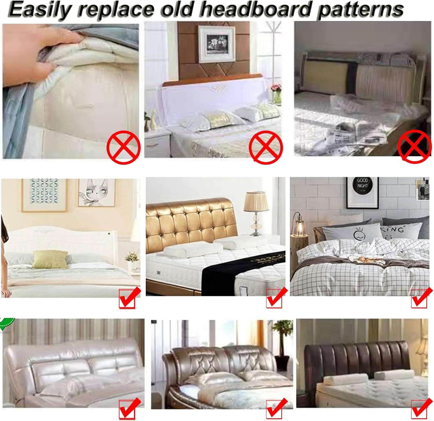 XOUVY Bed Headboard Covers Slipcover, Elastic Headboard Slipcover, Thickened Anti-Scratch Stretch Headboard Cover, Bed Head Cover for Upholstered Headboard Slipcover