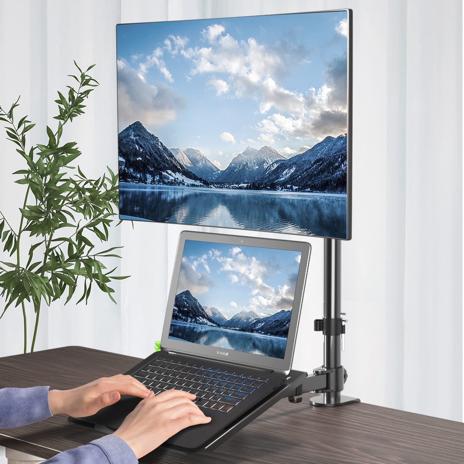 suptek Supporto per braccio per monitor da tavolo per notebook per schermi da 13-27" | Supporto per monitor bloccato MD6432TP004
