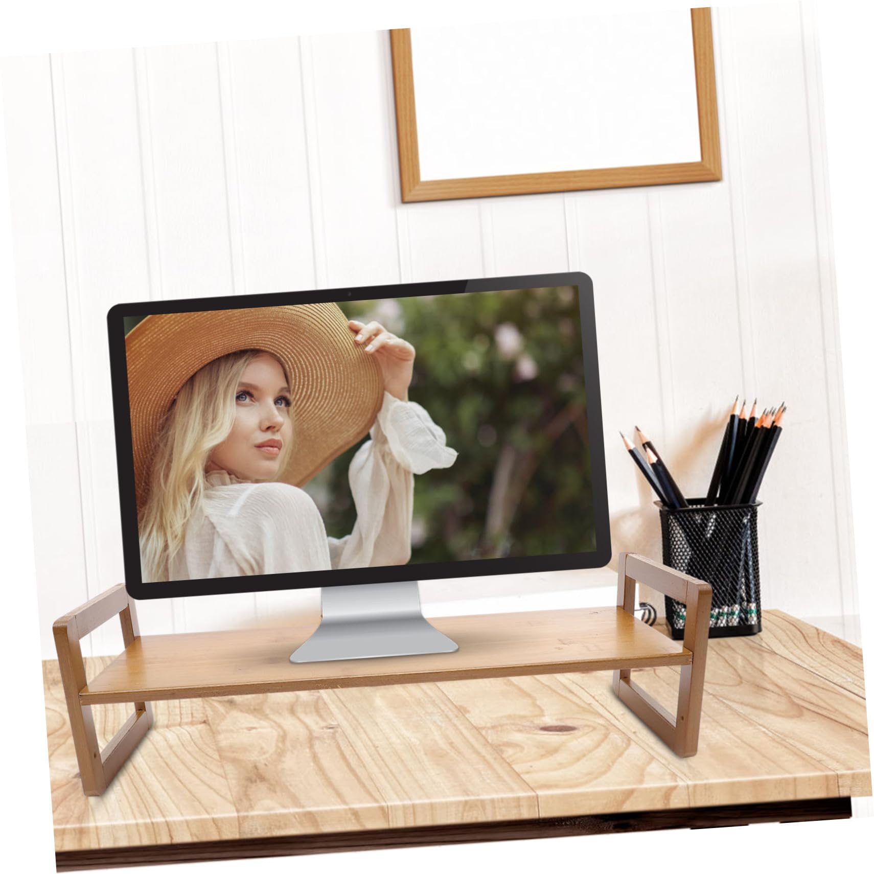 Supporto per Laptop in Legno Rialzo Schermo da Scrivania Resistente alla Deformazione, per Case e Uffici, Supporto Gaming Portatile e Funzionale