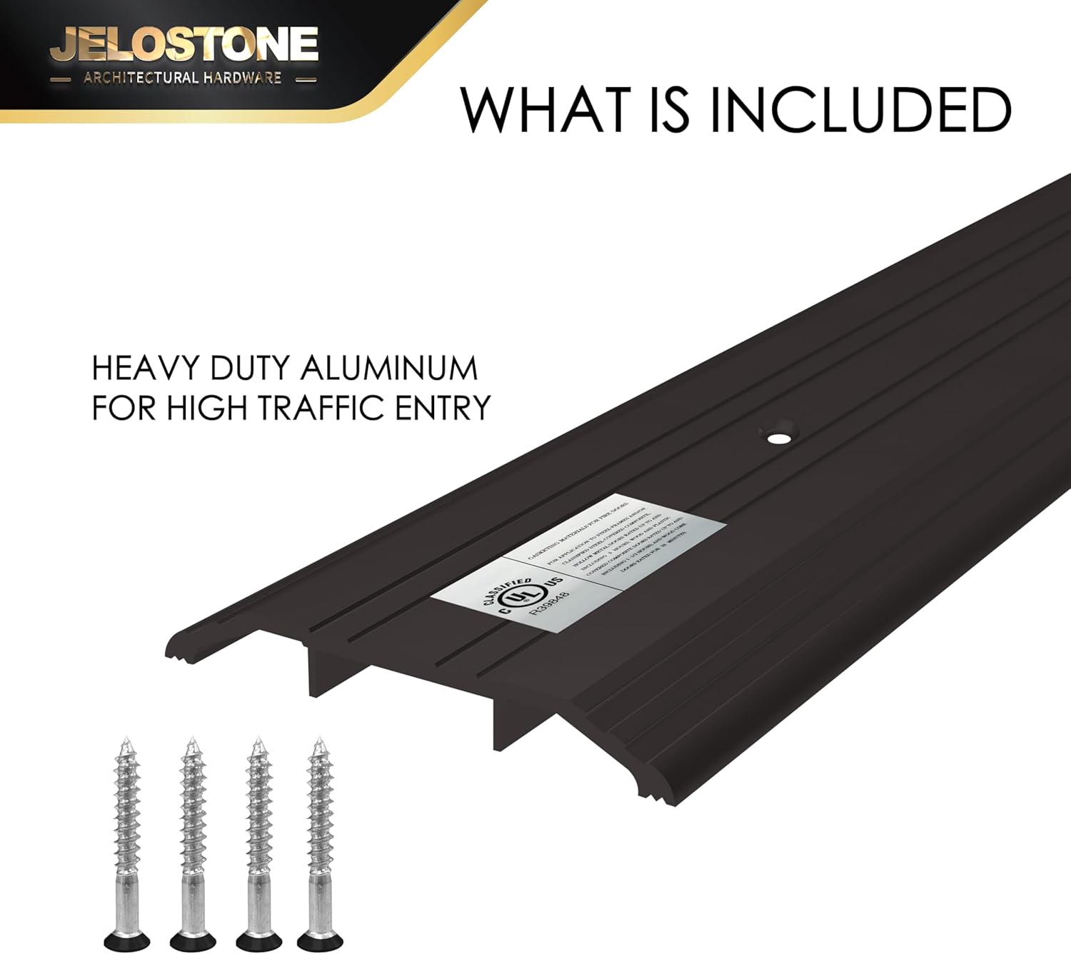 4''W x 1/2''H x 48''L - Commercial Aluminum Door Threshold (Dark Bronze Anodized)- Door Saddle- ADA accessible Barrier Free- Fire Rated- Door Thresholds for Exterior Doors, B306A