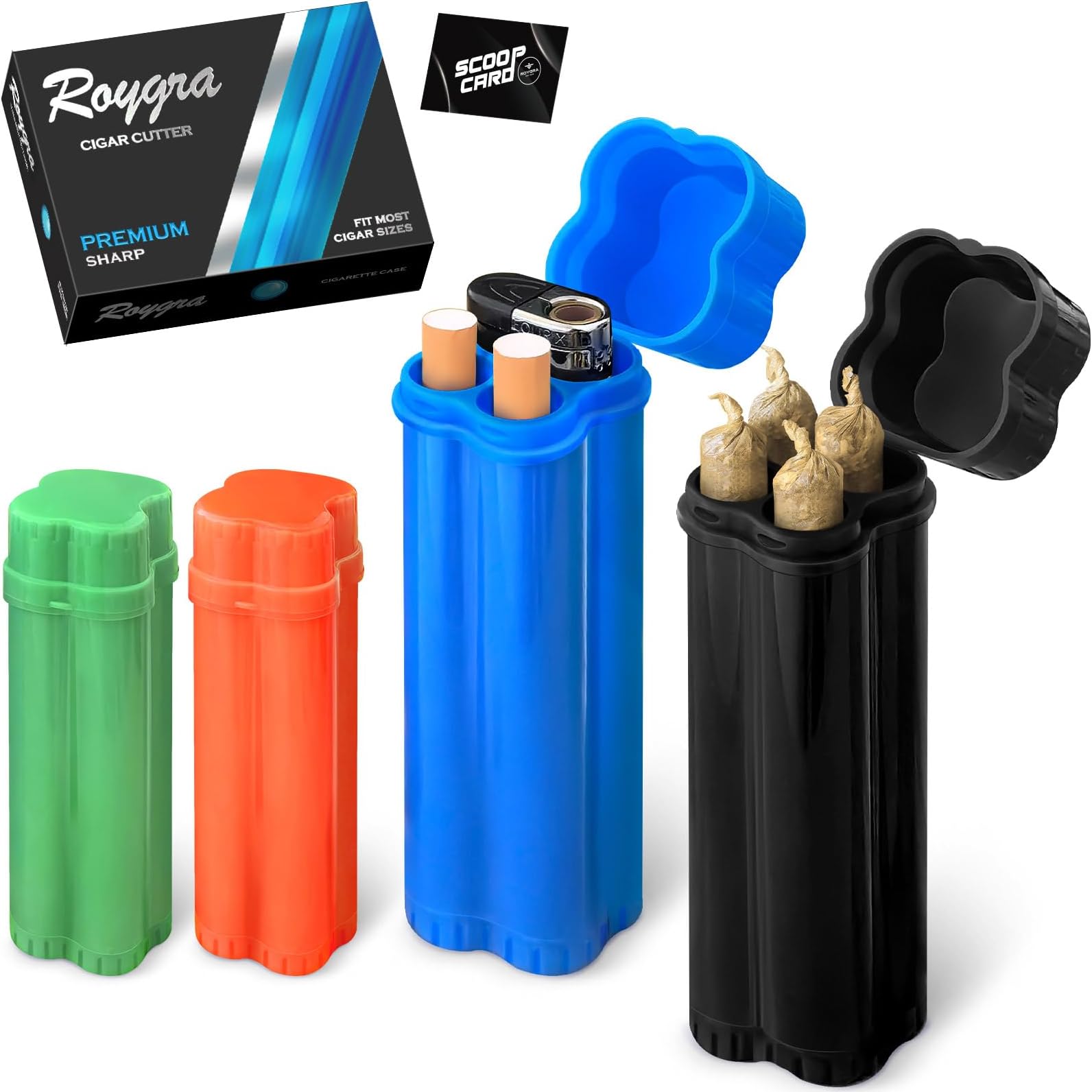 roygra King Size Pre-roll Cone Case, Cigarette Case for Regular or King Size, Lighter Container - Set of 4