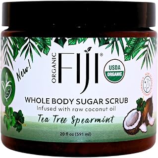 Organic Fiji Whole Body Scrub - Infused with Coconut Oil, Exfoliating Sugar Scrub for Smooth and Soft Skin, Exfoliates & R...