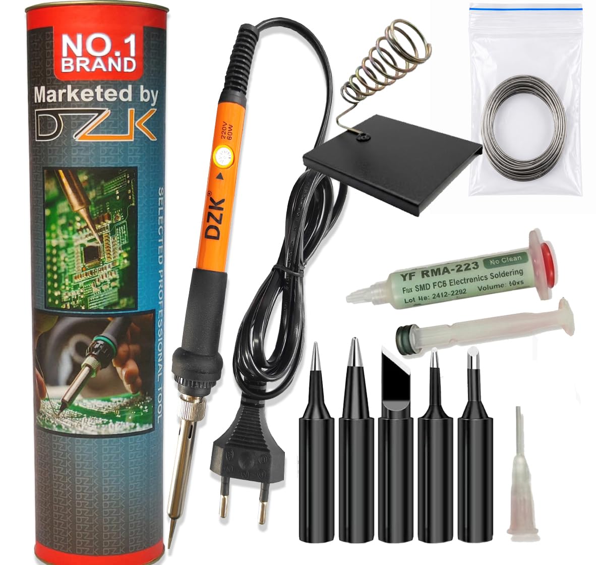 DZK 60W 220V Electric Solder Soldering Iron soldering iron 60 watt original soldering iron kit 60 watt Soldering KIT #copper tips can transfer heat 20 times super faster # (Copper 60W KIT)-picture-22