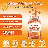 Vista 6 de Gomitas de vitamina D3 K2 para adultos – Vitamina D3 5000IU + K2 (MK-7) 120mcg – Suplementos D3 y K2 sin azúcar con omega-3, metilo B12, B9, B6