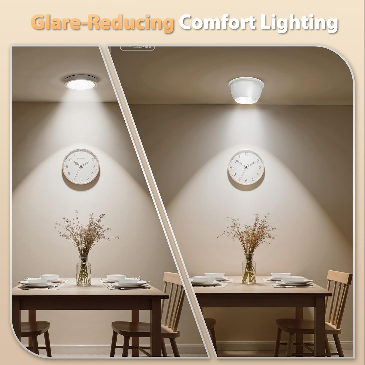 2-Pack 6-Inch Magnetic Recessed Light Shields, White Anti-Glare Covers for Ceiling Can Lights, Full-Edge Design, Tool-Free Snap-On image 4
