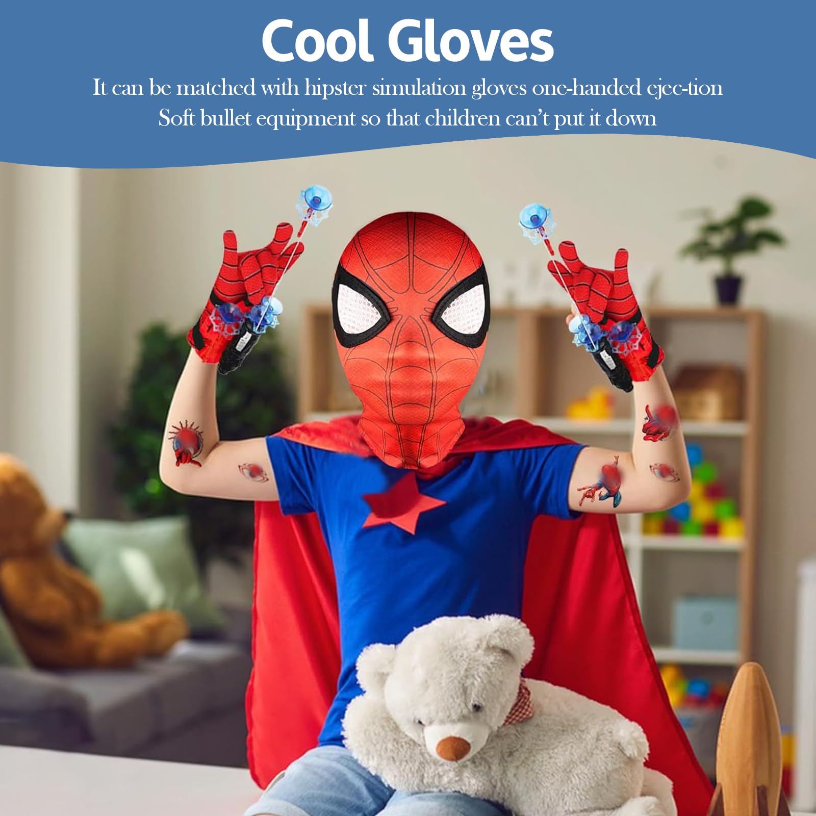 Guanto Lancia Ragnatele Spiderman Per Bambini - Con Maschera E Palline Ventose - Foto 6